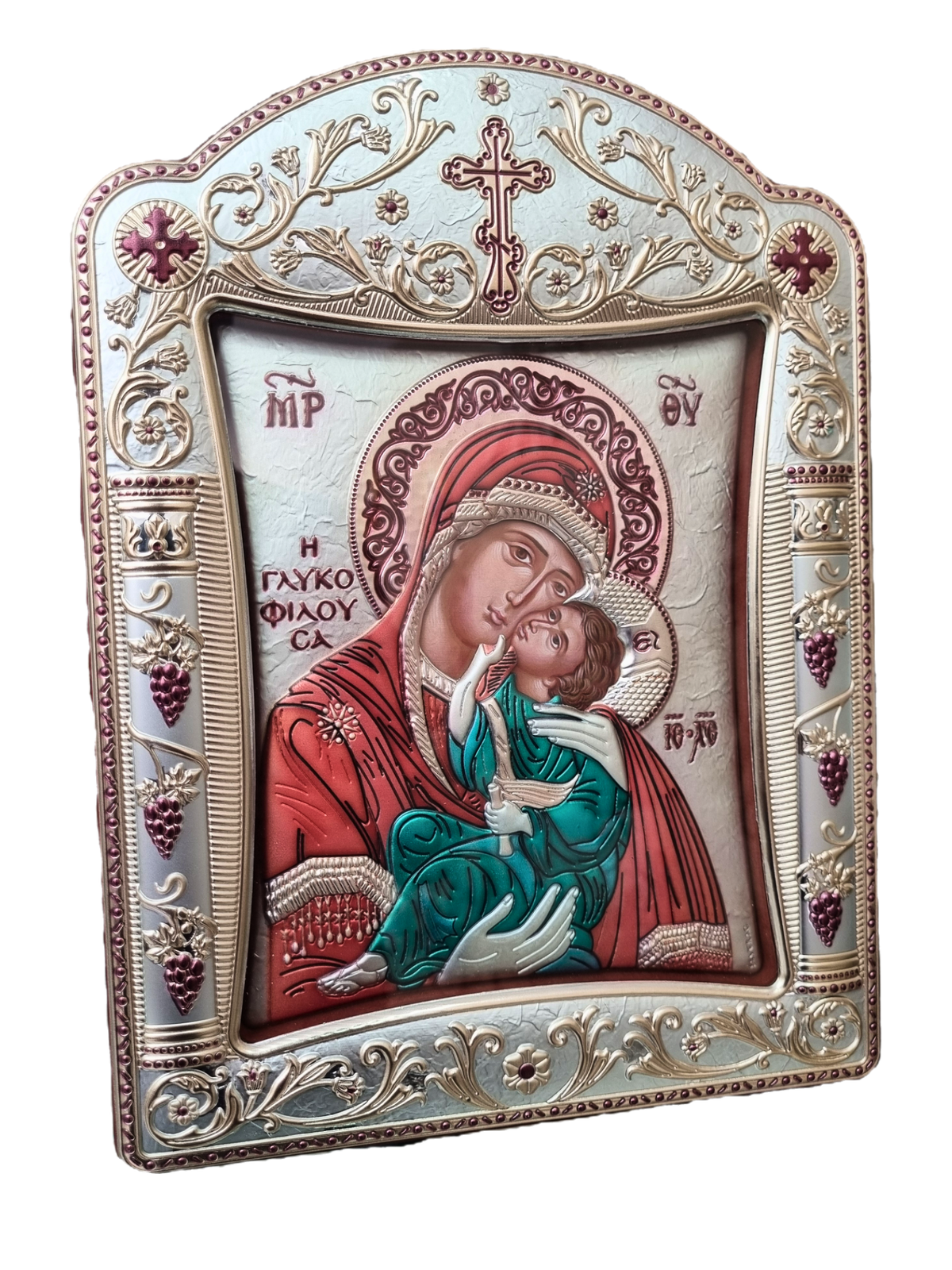 Ícone Grego Mãe da Ternura Esmaltado 30,5 x 22,7 cm-TerraCotta Arte Sacra