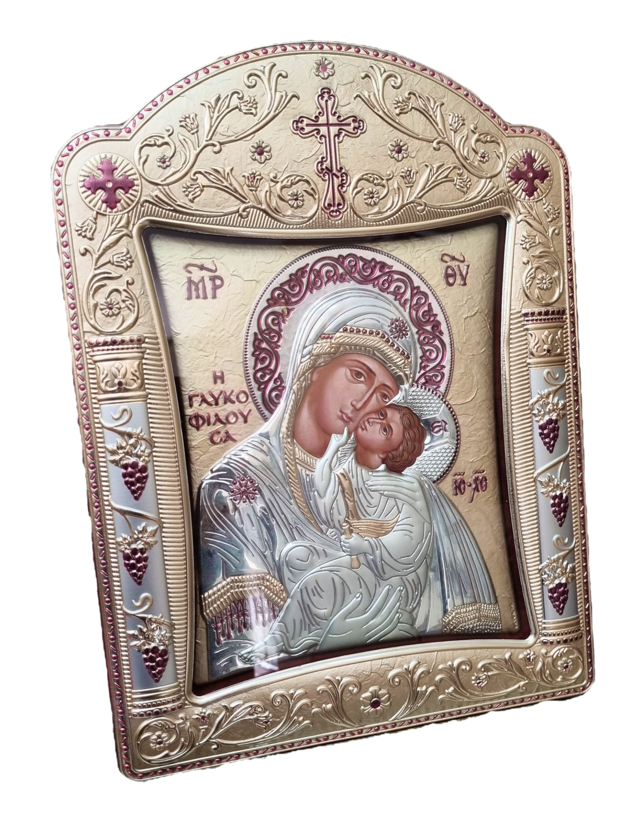 Ícone Grego Mãe da Ternura Esmaltado 39 x 29 cm-TerraCotta Arte Sacra