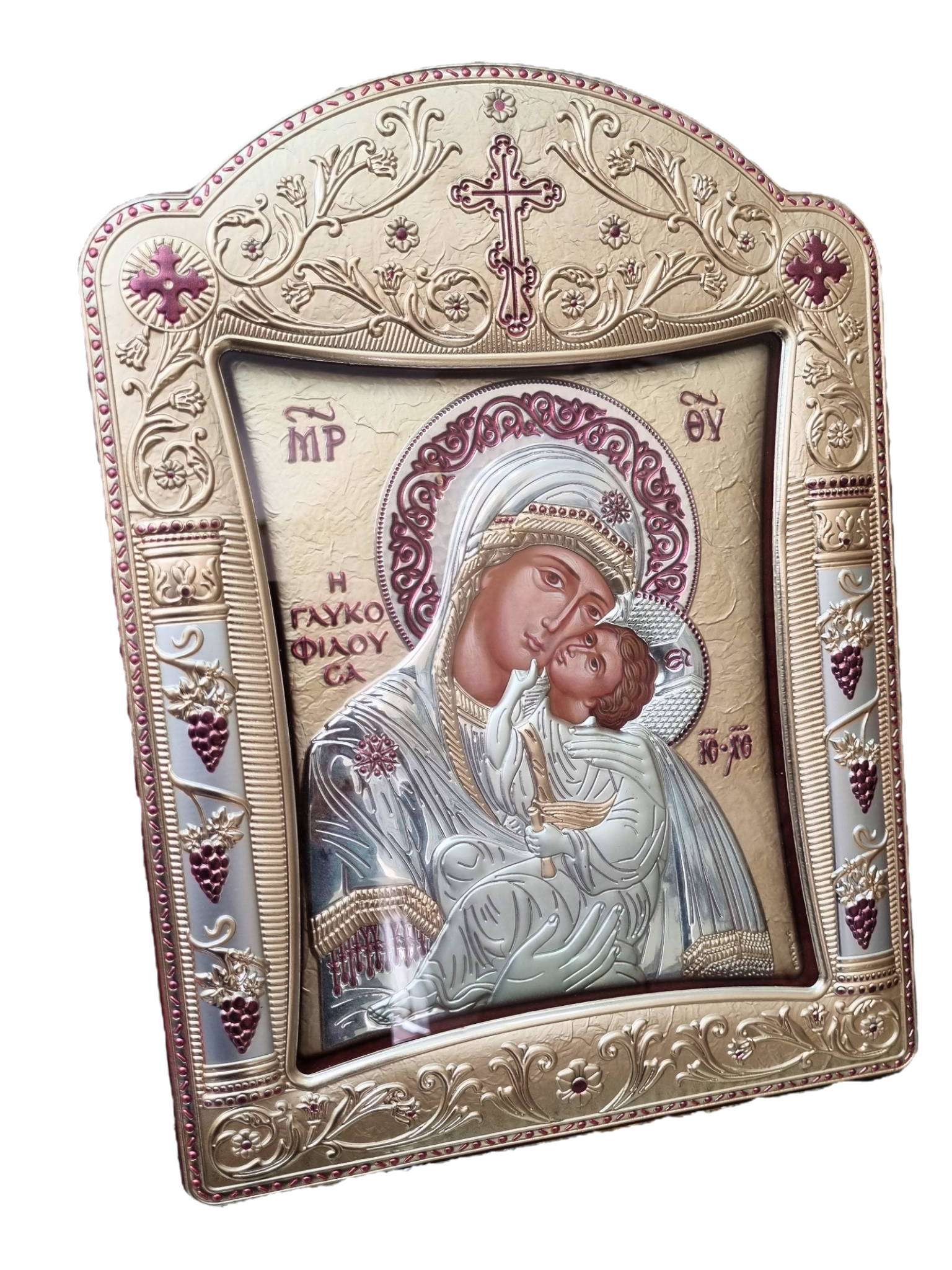 Ícone Grego Mãe da Ternura Esmaltado 39 x 29 cm-TerraCotta Arte Sacra