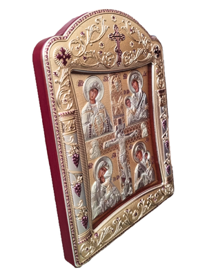 Ícone Grego Mãe de Deus e Cristo Crucificado 22,4 x 16,7 cm-TerraCotta Arte Sacra