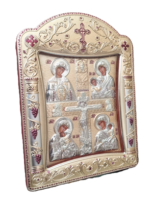 Ícone Grego Mãe de Deus e Cristo Crucificado 22,4 x 16,7 cm-TerraCotta Arte Sacra