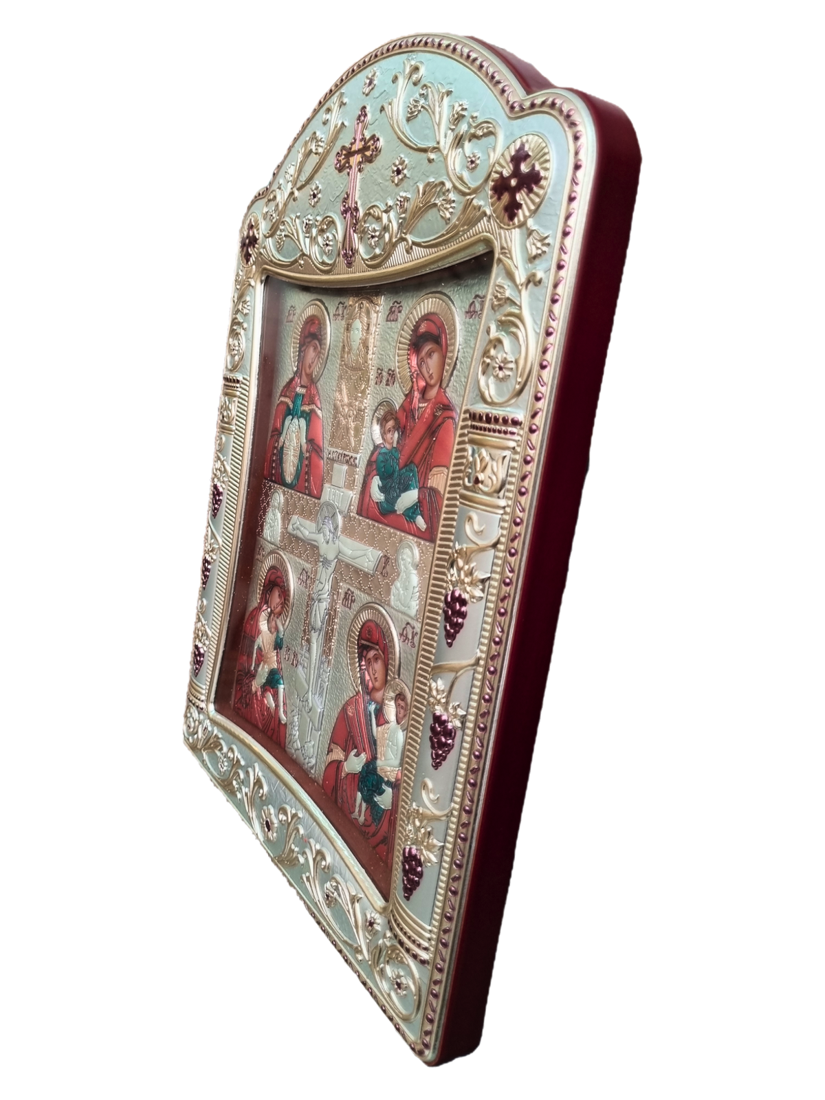 Ícone Grego Mãe de Deus e Cristo Crucificado 30,5 x 22,7 cm-TerraCotta Arte Sacra