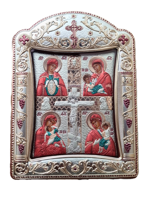 Ícone Grego Mãe de Deus e Cristo Crucificado 30,5 x 22,7 cm-TerraCotta Arte Sacra
