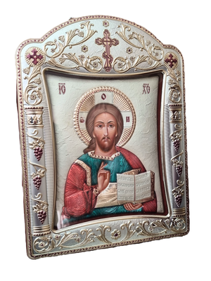 Ícone Grego Pantocrator Esmaltado 30,5 x 22,7 cm-TerraCotta Arte Sacra