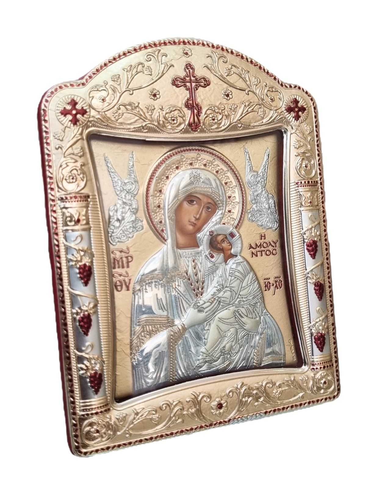 Ícone Grego Perpetuo Socorro Esmaltada 11,3 x 15,2 cm-TerraCotta Arte Sacra