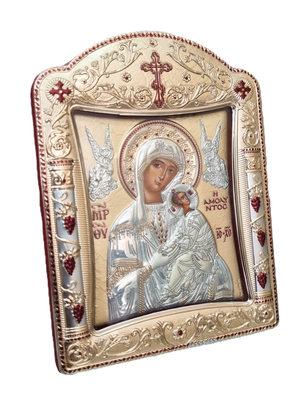 Ícone Grego Perpetuo Socorro Esmaltada 11,3 x 15,2 cm-TerraCotta Arte Sacra