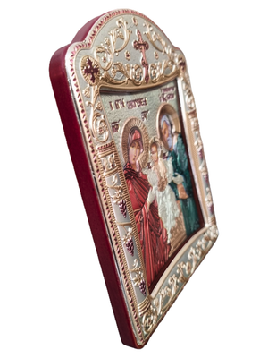Ícone Grego Sagrada Família Esmaltada 11,3 x 15,2 cm-TerraCotta Arte Sacra