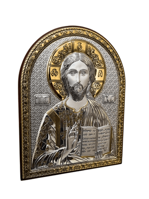 Ícone Grego em Prata Pantocrator 18 x 14 cm-TerraCotta Arte Sacra