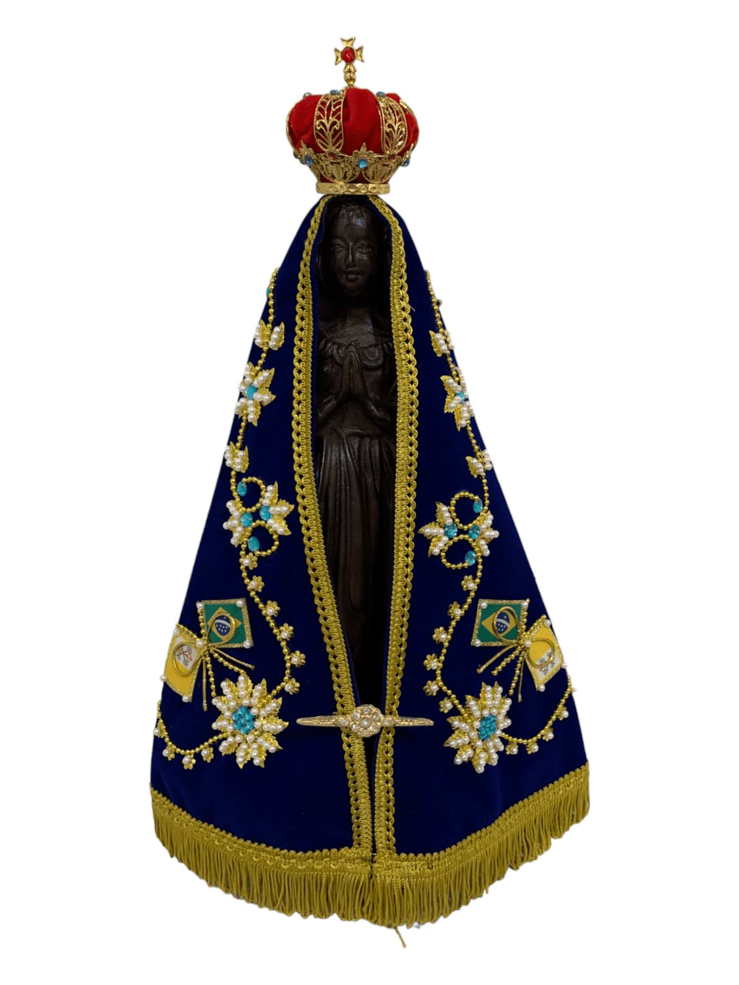Imagem Fac-símile de Nossa Senhora Aparecida Manto Luxo em Madeira 45 cm-TerraCotta Arte Sacra