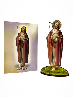 Imagem Italiana Bidimensional Jesus Bom Pastor-TerraCotta Arte Sacra