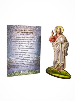 Imagem Italiana Bidimensional Jesus com os Mandamentos-TerraCotta Arte Sacra