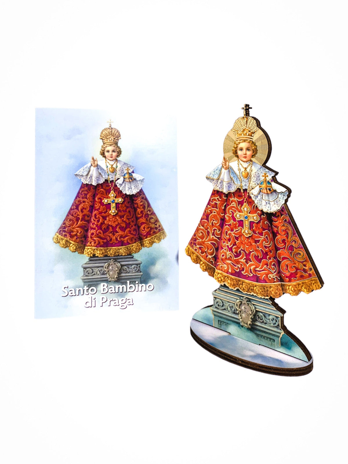 Imagem Italiana Bidimensional Menino Jesus de Praga-TerraCotta Arte Sacra