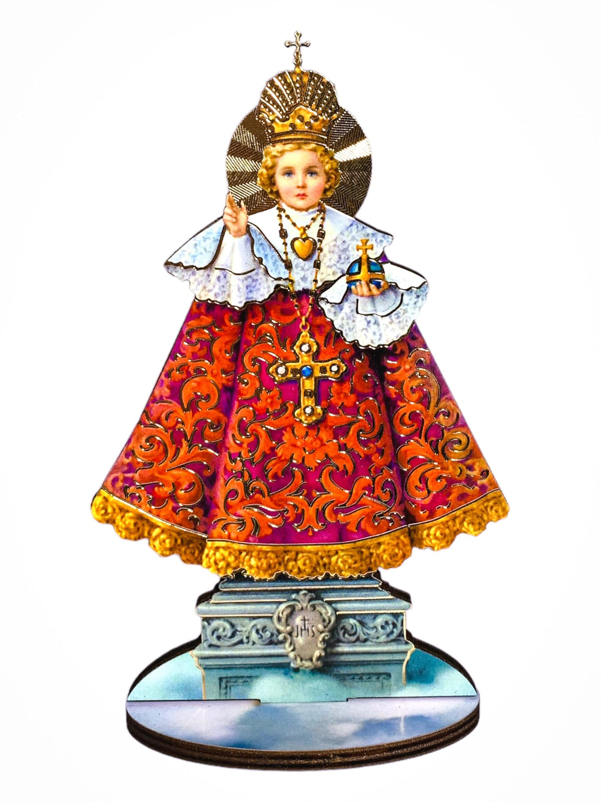 Imagem Italiana Bidimensional Menino Jesus de Praga-TerraCotta Arte Sacra