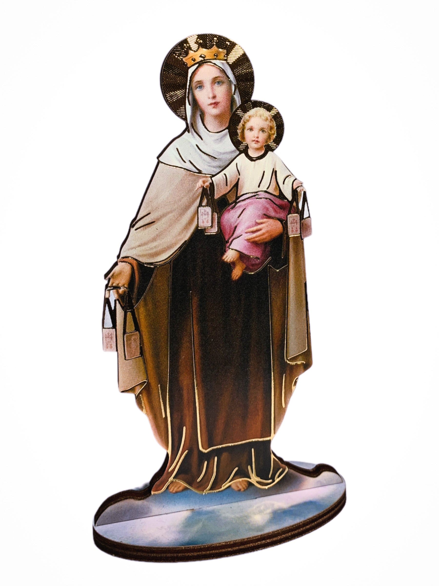 Imagem Italiana Bidimensional de Nossa Senhora do Carmo-TerraCotta Arte Sacra