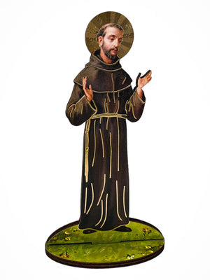 Imagem Italiana Bidimensional de São Francisco-TerraCotta Arte Sacra