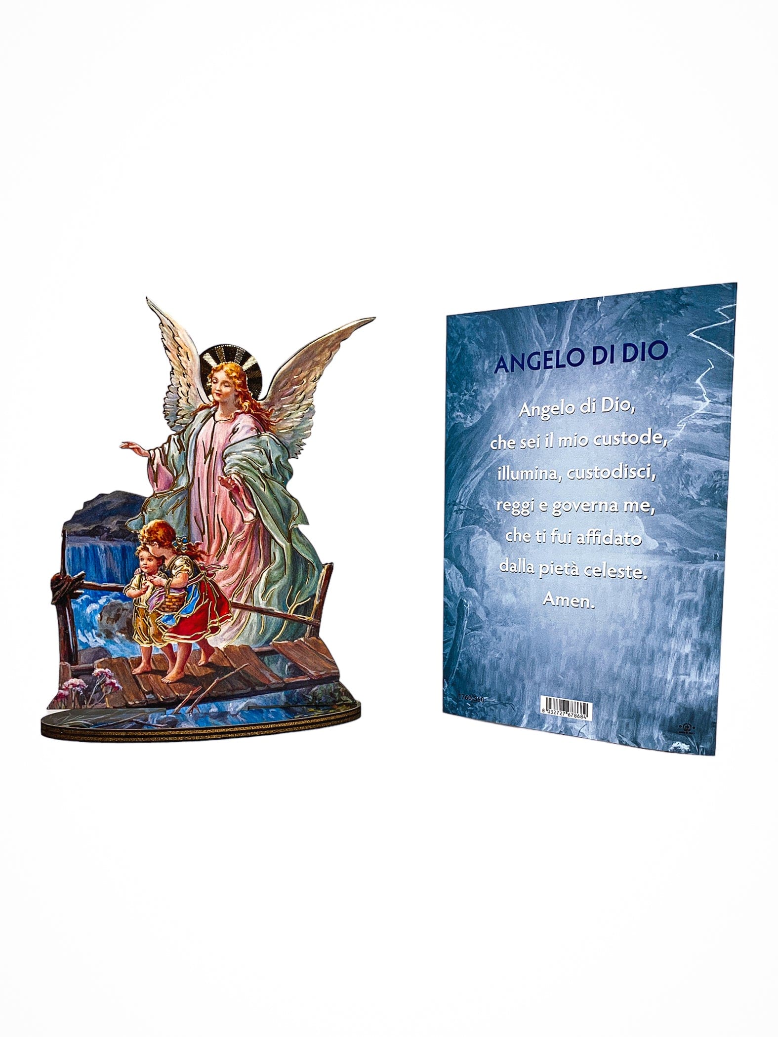 Imagem Italiana Bidimensional do Anjo da Guarda-TerraCotta Arte Sacra