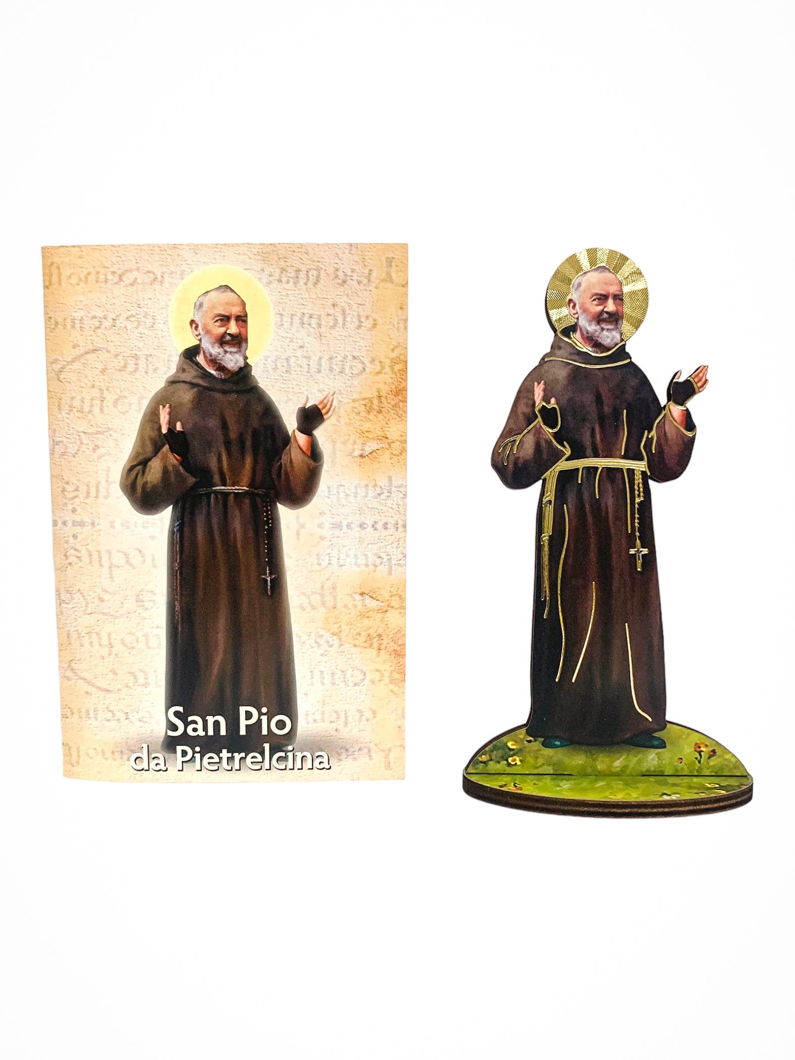 Imagem Italiana Bidimensional do Padre Pio-TerraCotta Arte Sacra