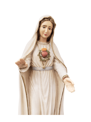 Imagem Italiana em Madeira Imaculado Coração de Fátima 20 cm-TerraCotta Arte Sacra