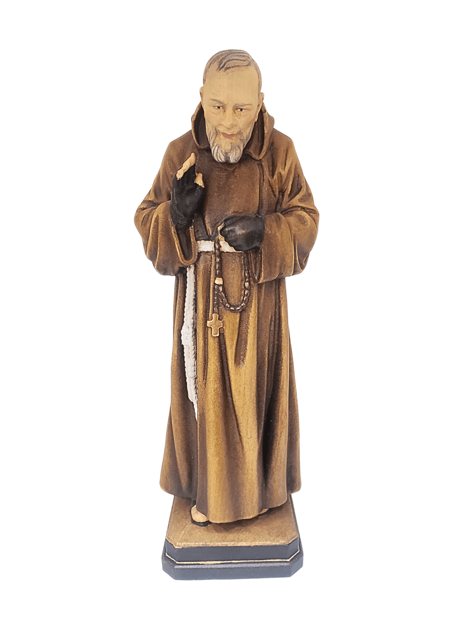 Imagem Italiana em Madeira Padre Pio 30 cm-TerraCotta Arte Sacra