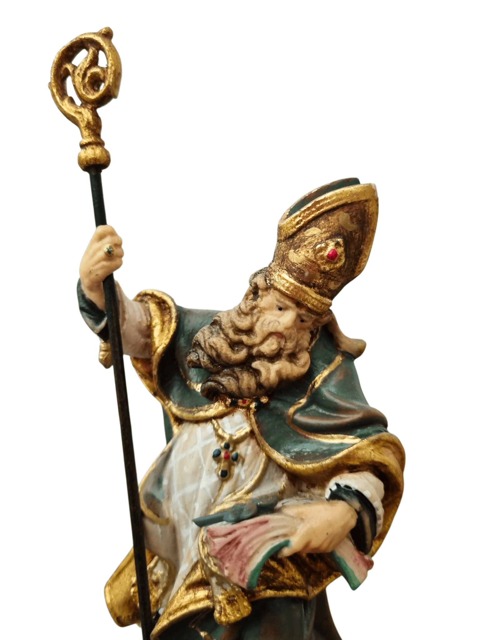 Imagem Italiana em Madeira São Patrício 20 cm-TerraCotta Arte Sacra