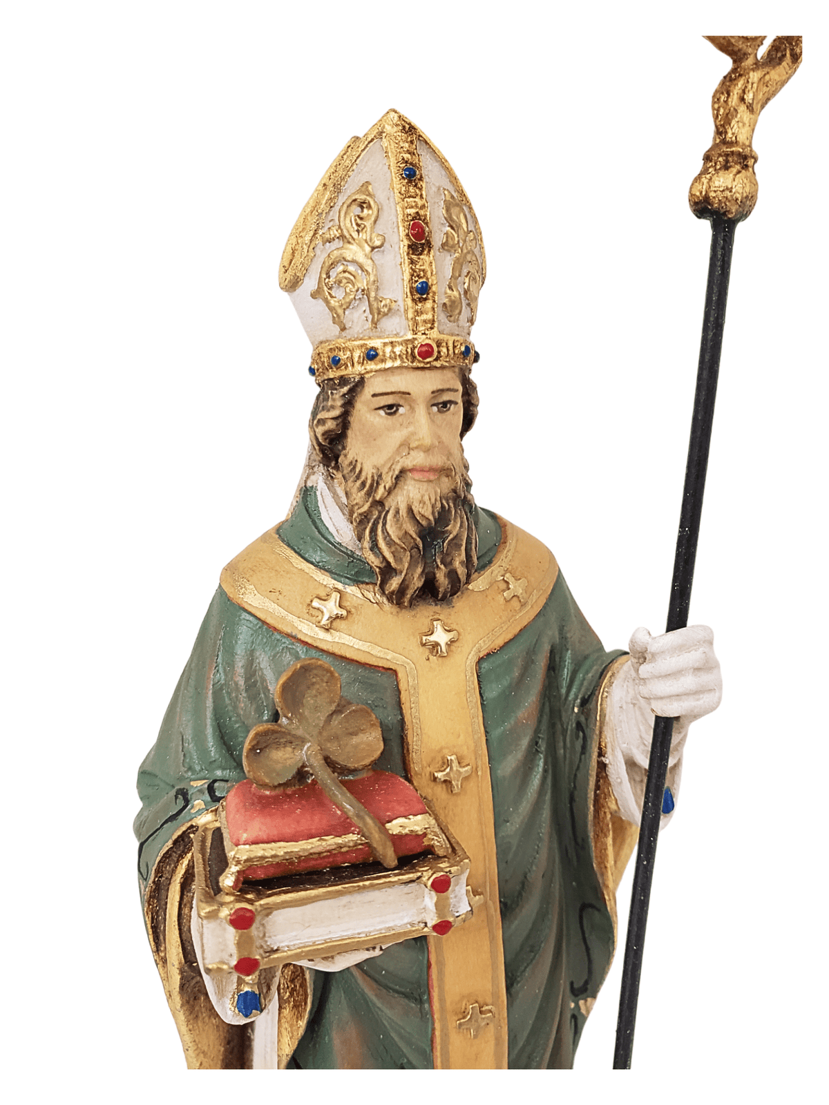 Imagem Italiana em Madeira São Patrício 20 cm-TerraCotta Arte Sacra