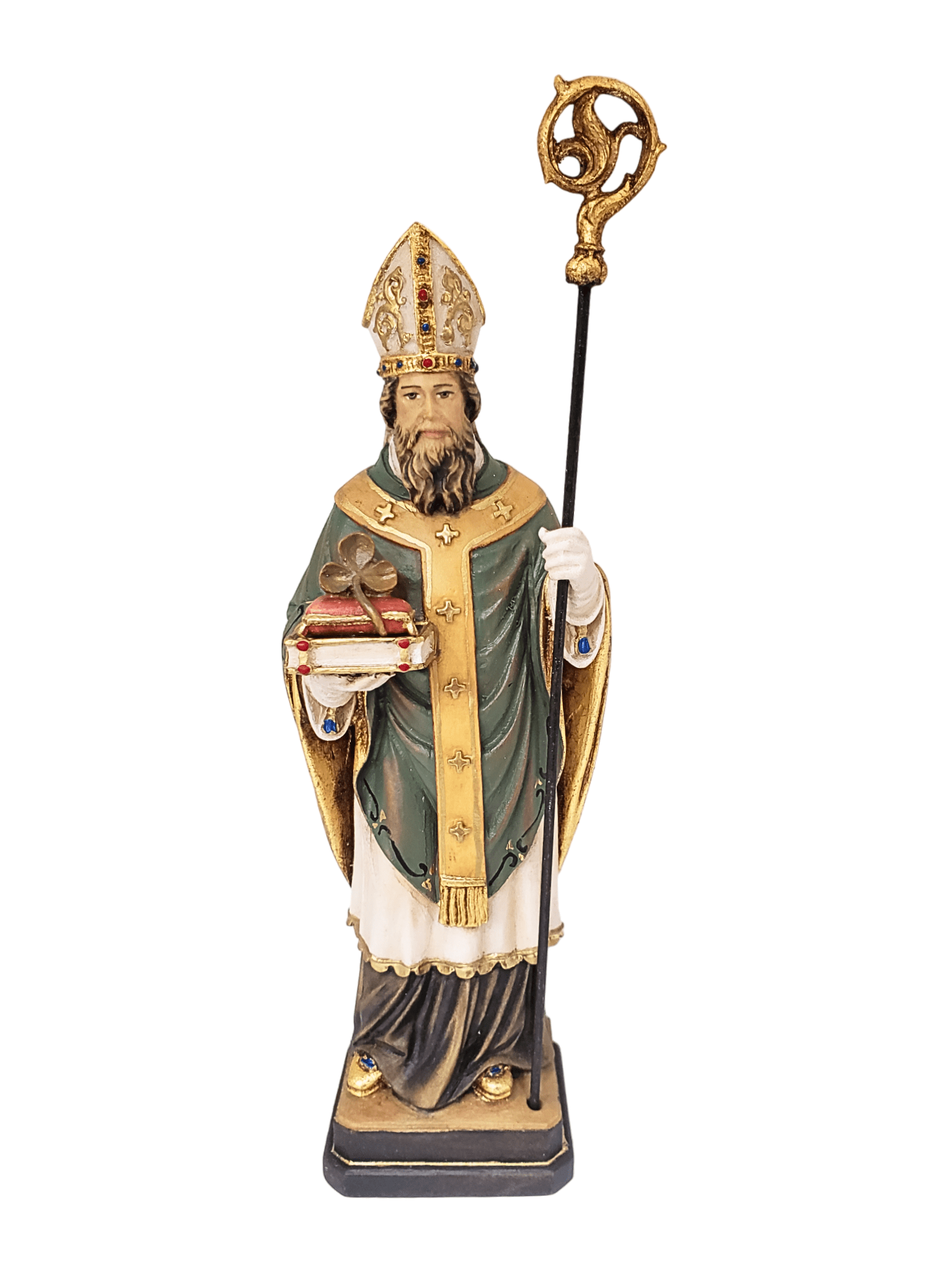 Imagem Italiana em Madeira São Patrício 20 cm-TerraCotta Arte Sacra