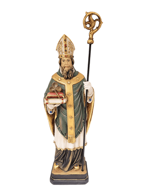 Imagem Italiana em Madeira São Patrício 20 cm-TerraCotta Arte Sacra