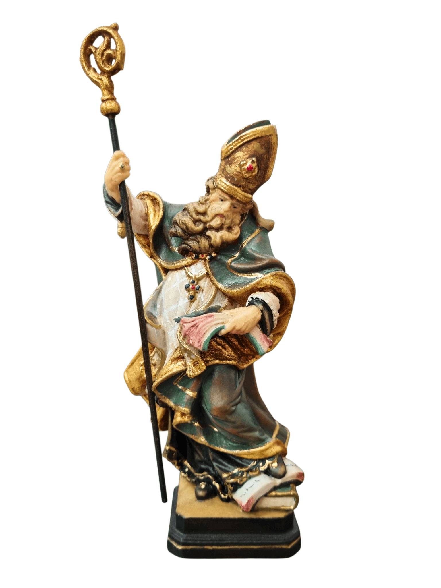 Imagem Italiana em Madeira São Patrício 20 cm-TerraCotta Arte Sacra