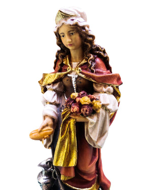 Imagem Italiana em Madeira de Santa Isabel ou Santa Elizabeth de 20 cm-TerraCotta Arte Sacra