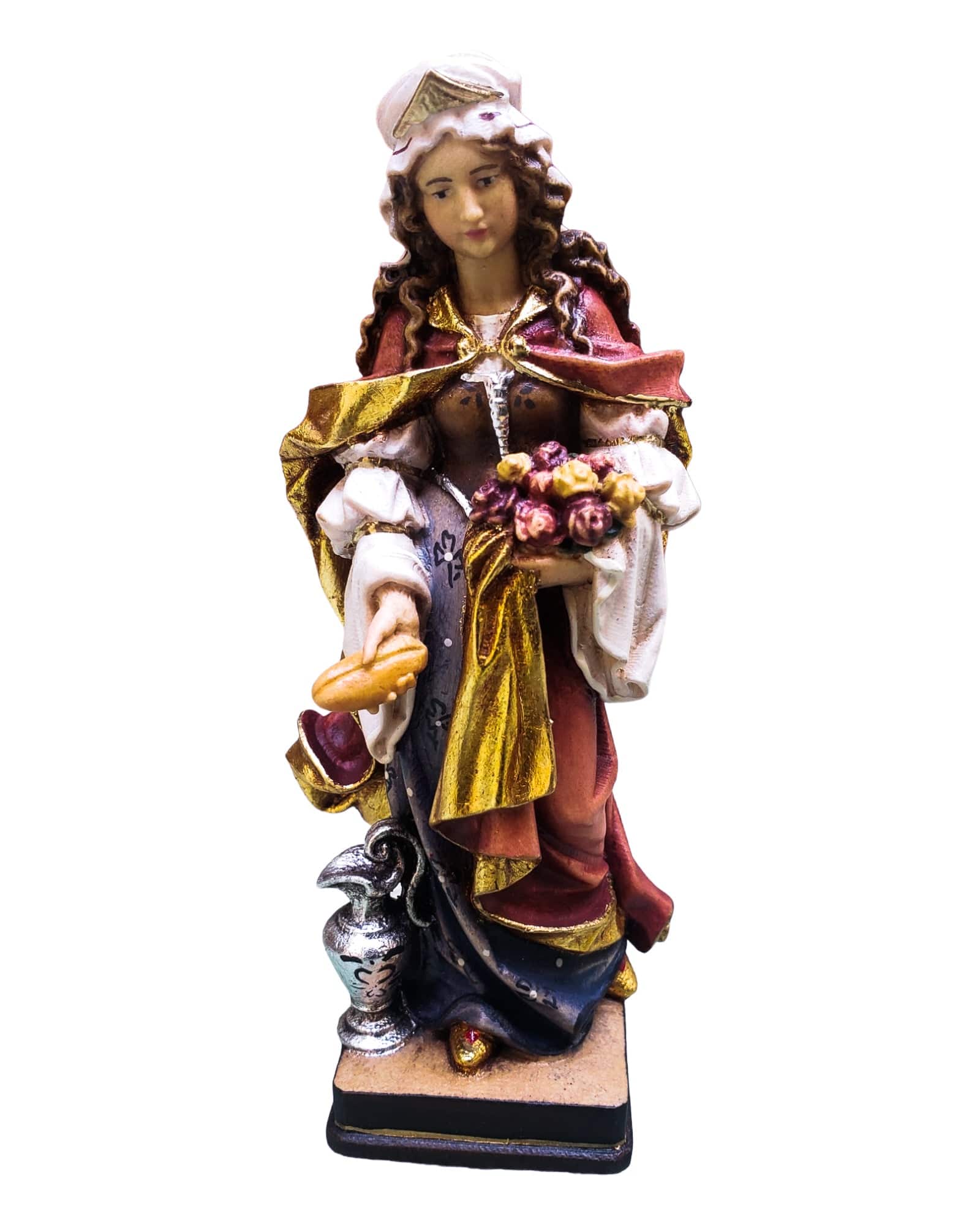 Imagem Italiana em Madeira de Santa Isabel ou Santa Elizabeth de 20 cm-TerraCotta Arte Sacra