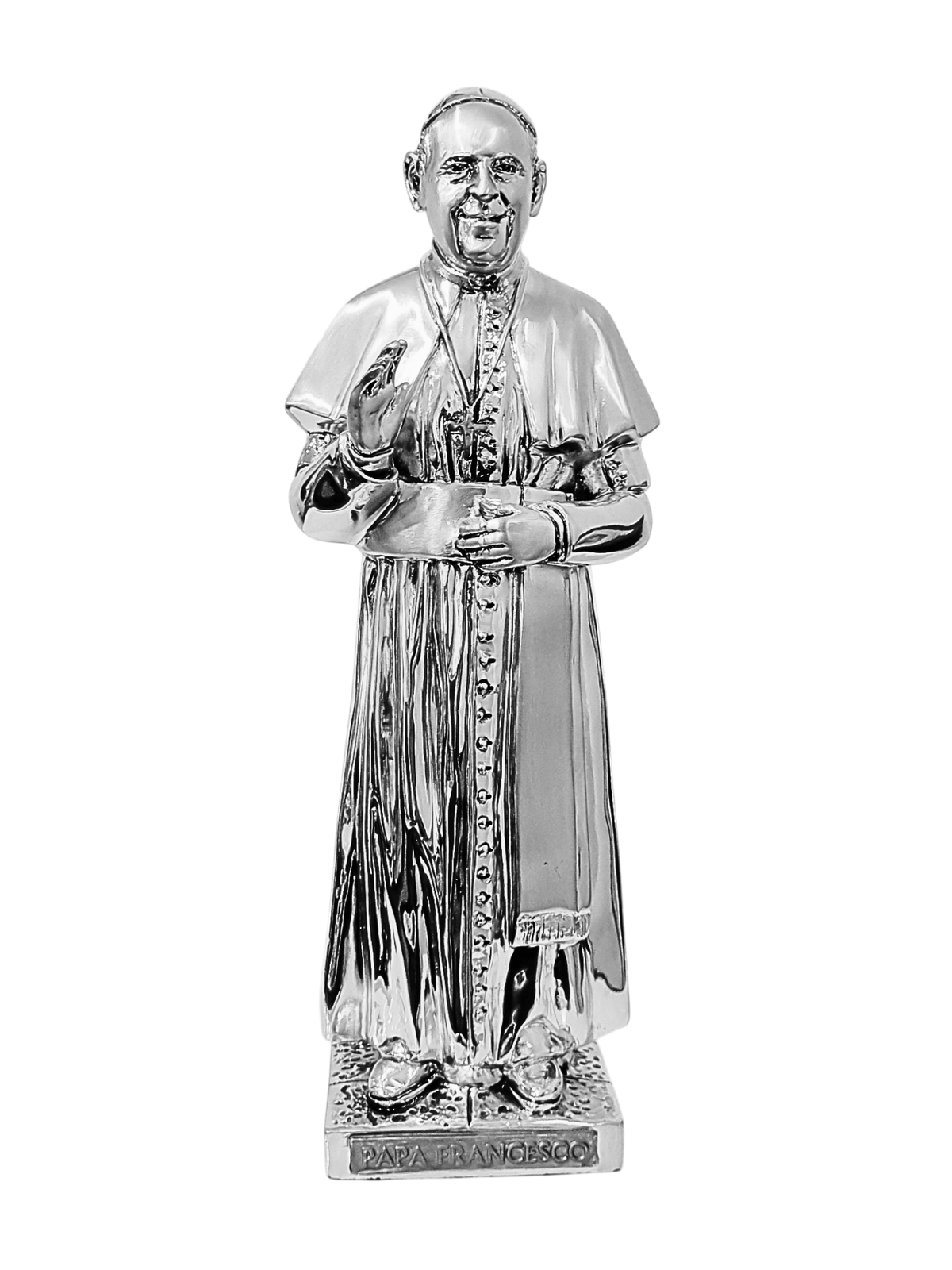 Imagem Italiana em Prata Papa Francisco 27 cm-TerraCotta Arte Sacra