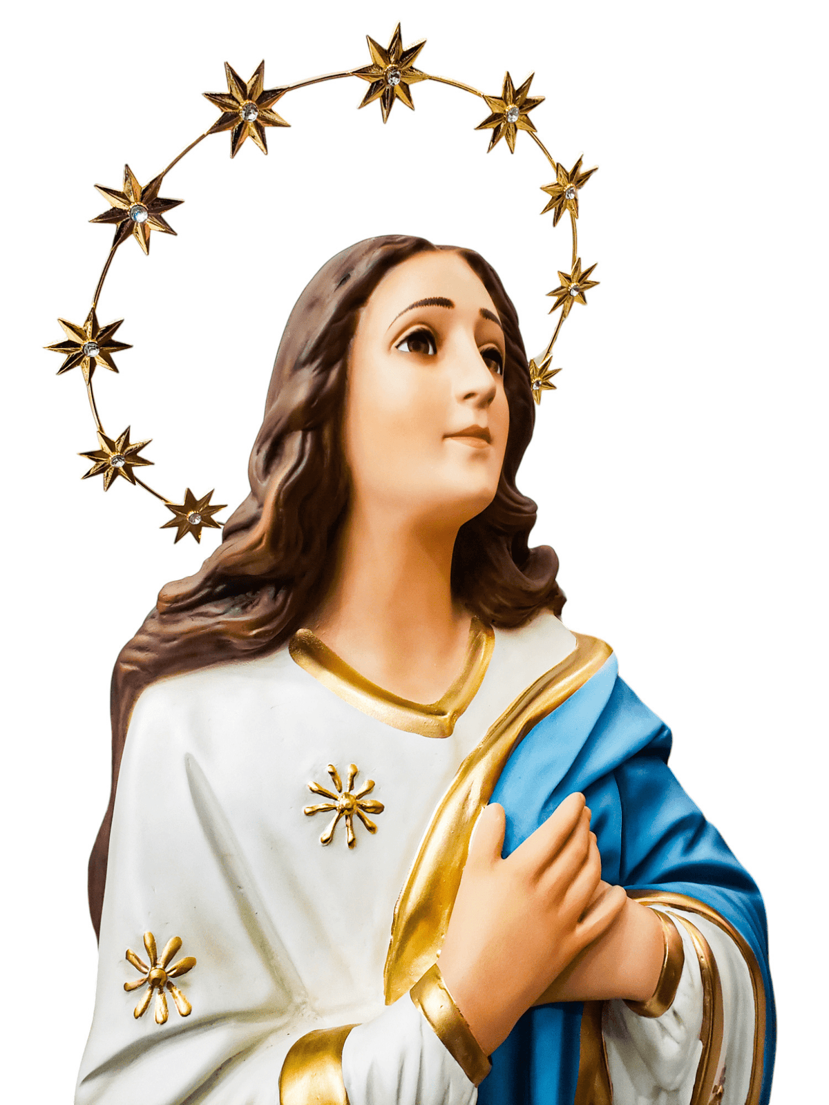 Imagem da Imaculada Conceição em Pó de Mármore com Olhos de Vidro 105 cm-TerraCotta Arte Sacra