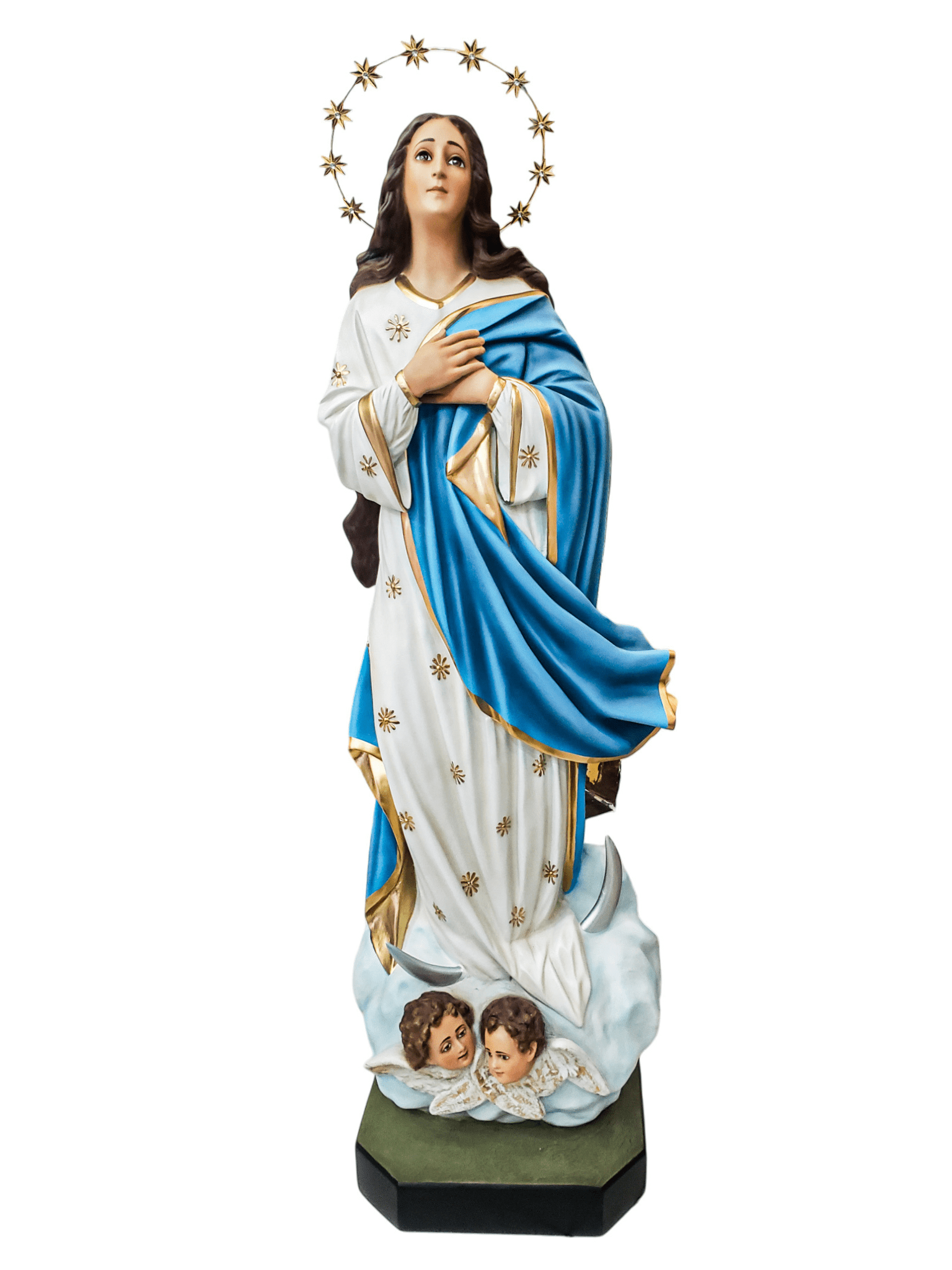 Imagem da Imaculada Conceição em Pó de Mármore com Olhos de Vidro 105 cm-TerraCotta Arte Sacra