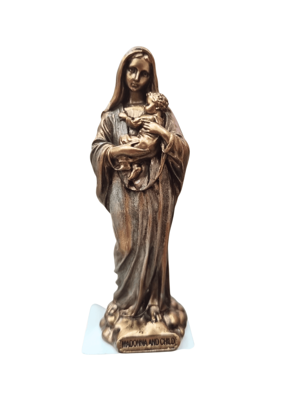 Imagem da Nossa Senhora com Menino Jesus (Madonna) com Acabamento em Bronze 8,5 cm-TerraCotta Arte Sacra