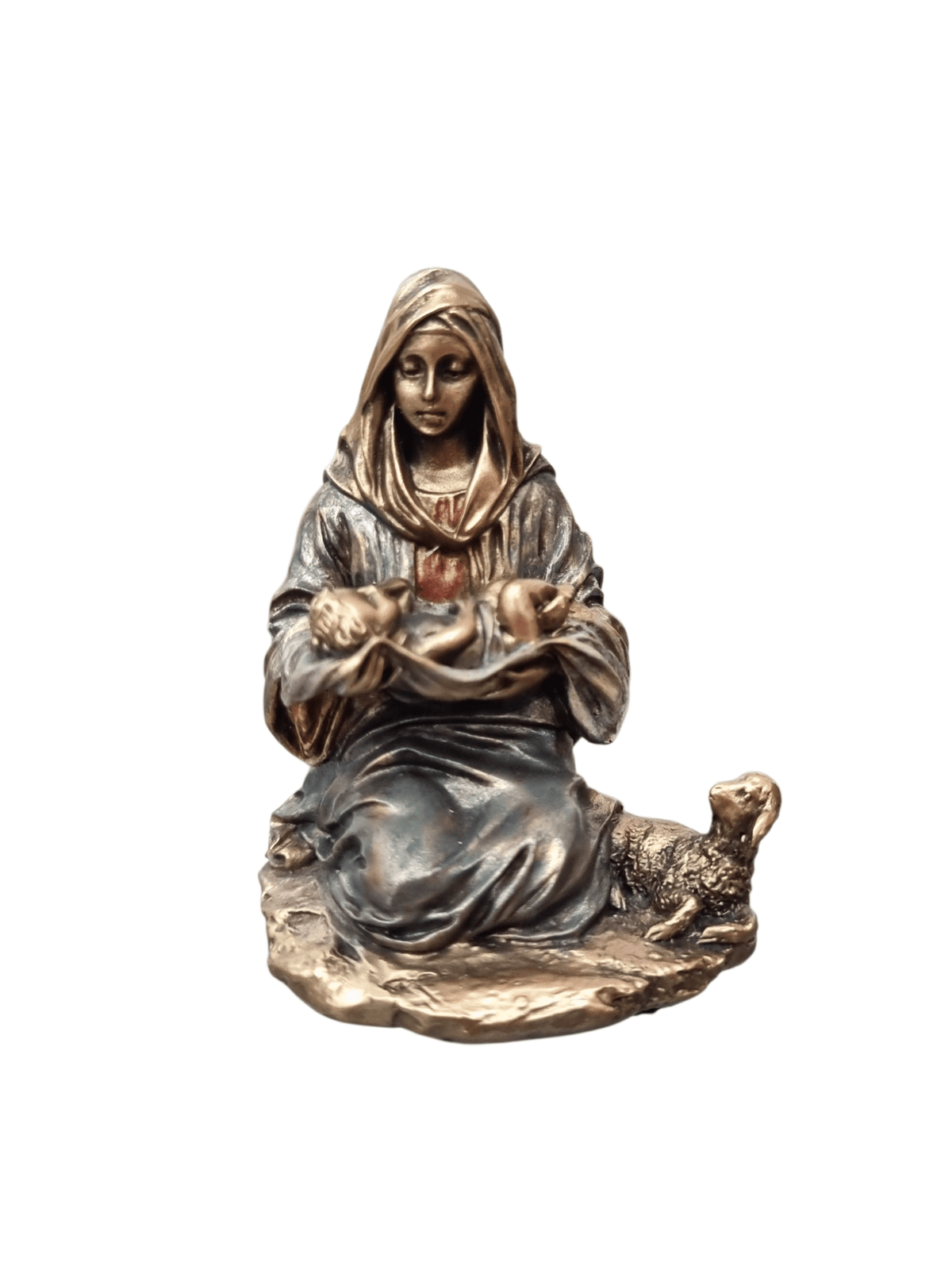 Imagem da Nossa Senhora com Menino Jesus em Resina com Acabamento em Bronze 6,5 cm-TerraCotta Arte Sacra