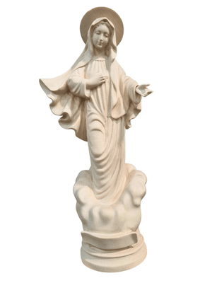 Imagem da Nossa Senhora de Medjugorje em Madeira Italiana Natural 25 cm-TerraCotta Arte Sacra