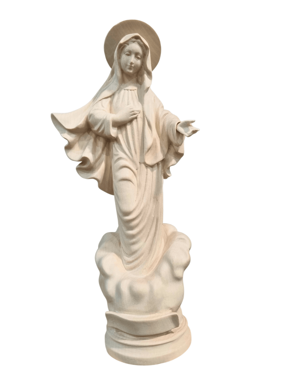 Imagem da Nossa Senhora de Medjugorje em Madeira Italiana Natural 30 cm-TerraCotta Arte Sacra