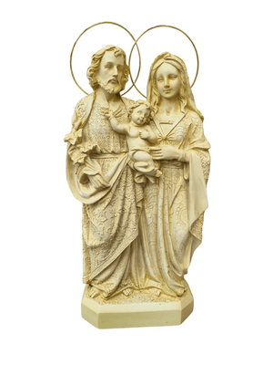 Imagem da Sagrada Família 30 cm em Pó de Mármore Marfim-TerraCotta Arte Sacra