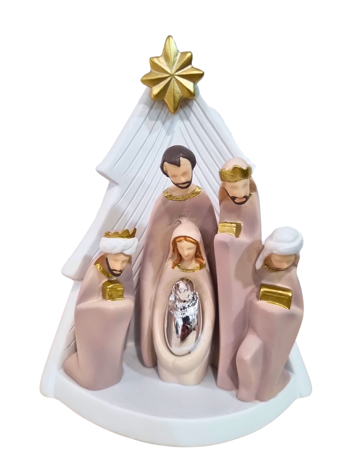 Imagem da Sagrada Família Branca em Resina 16 x 14 cm-TerraCotta Arte Sacra