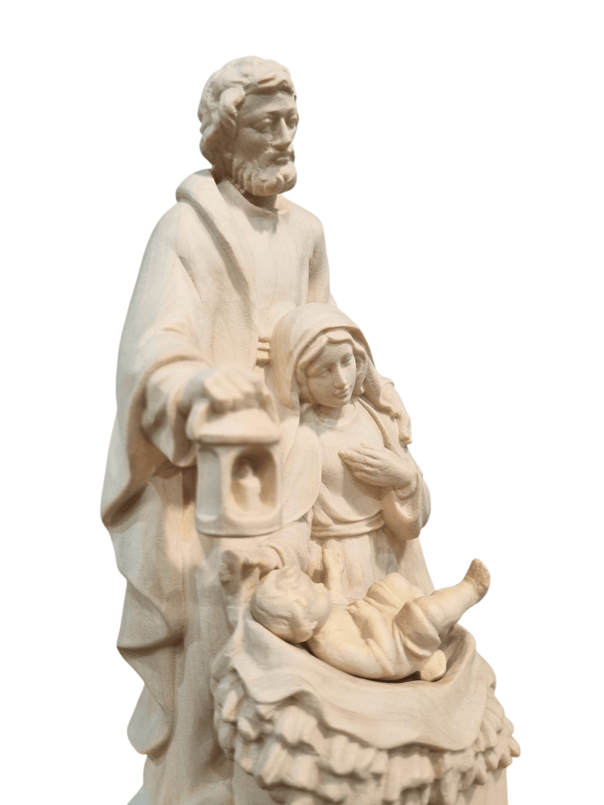 Imagem da Sagrada Família Jesus Bebê em Madeira Italiana Natural 18 cm-TerraCotta Arte Sacra