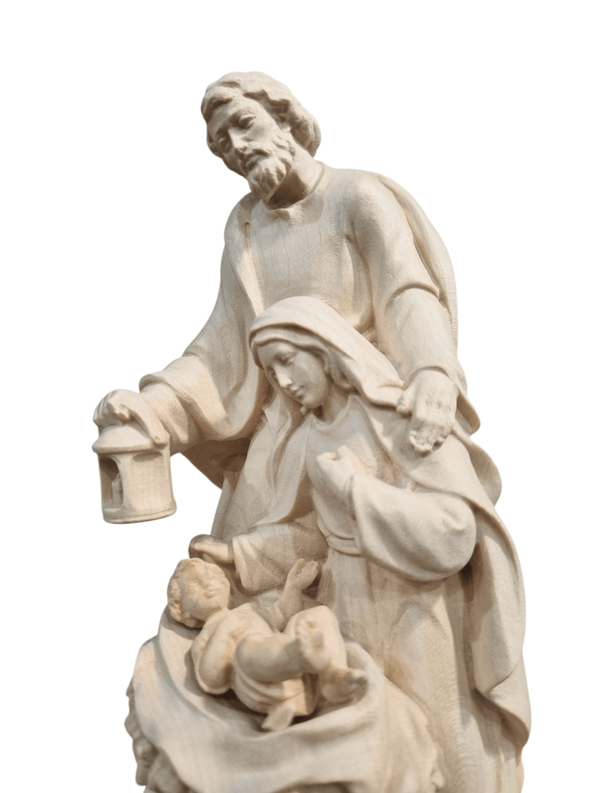 Imagem da Sagrada Família Jesus Bebê em Madeira Italiana Natural 21 cm-TerraCotta Arte Sacra