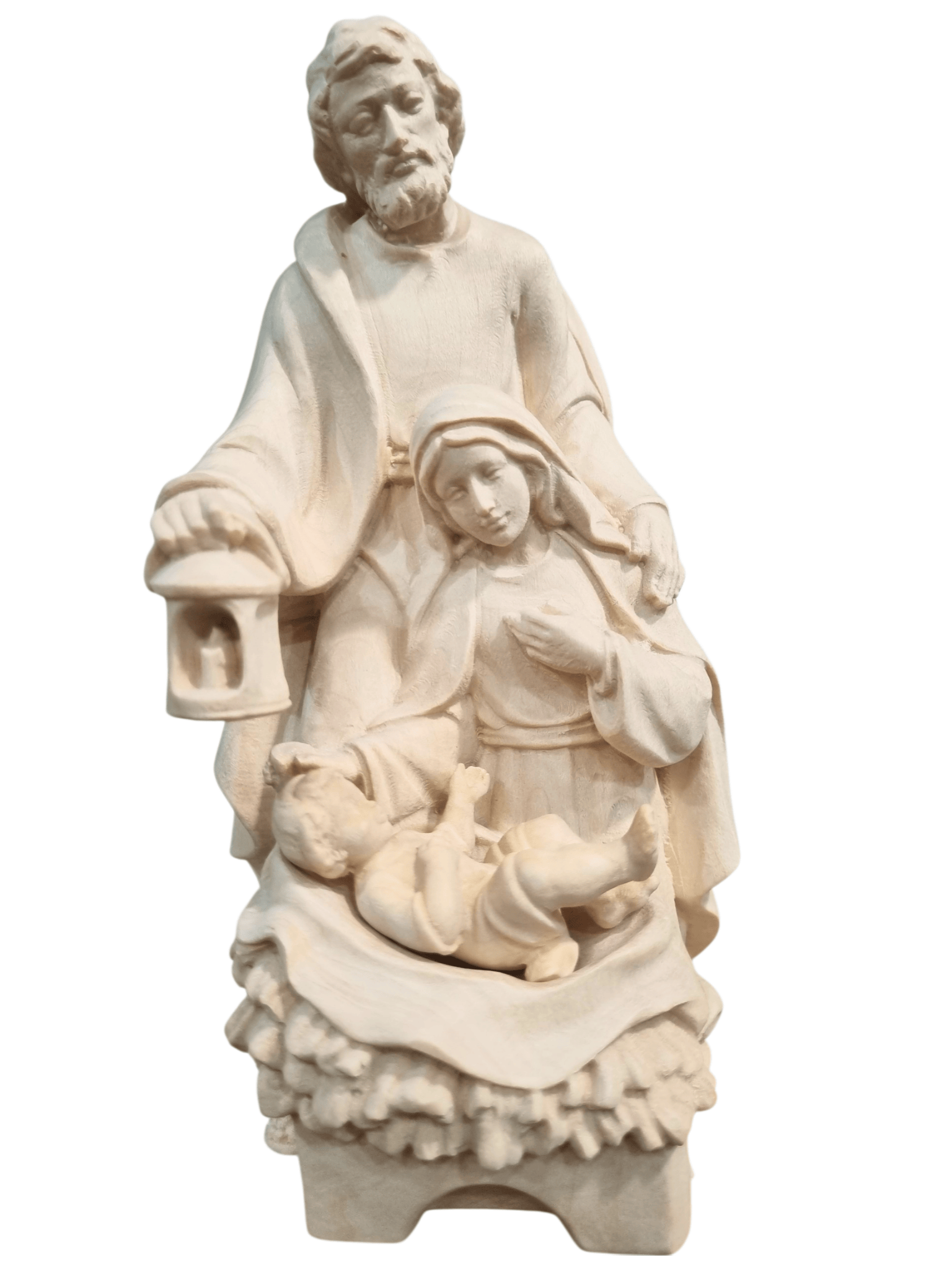 Imagem da Sagrada Família Jesus Bebê em Madeira Italiana Natural 21 cm-TerraCotta Arte Sacra