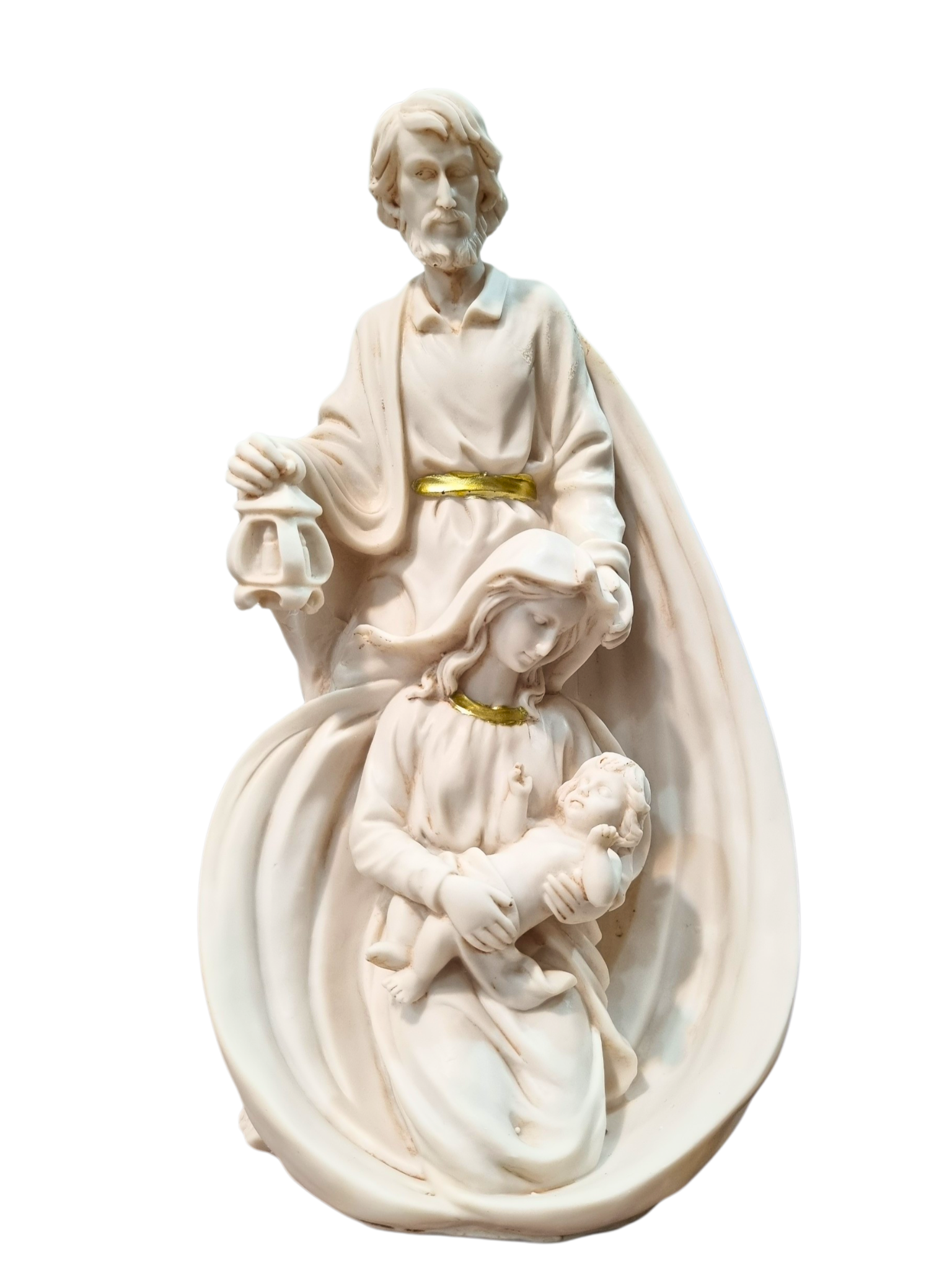 Imagem da Sagrada Família Vestia Branca em Resina 30 cm-TerraCotta Arte Sacra
