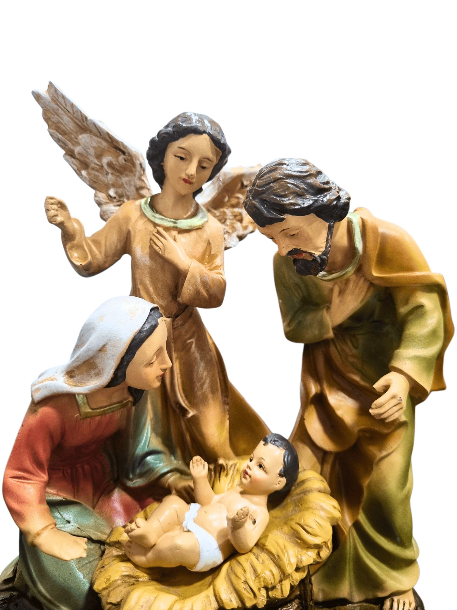 Imagem da Sagrada Família com Anjo 18 cm-TerraCotta Arte Sacra