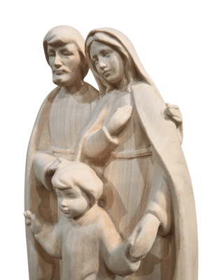 Imagem da Sagrada Família em Madeira Italiana Natural 24 cm-TerraCotta Arte Sacra