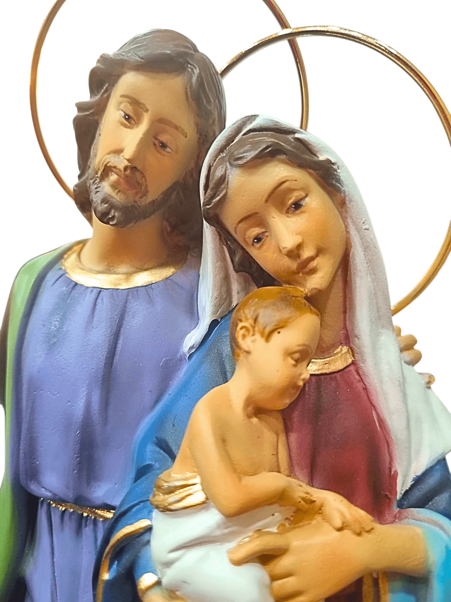 Imagem da Sagrada Família em Pó de Mármore Colorida 30 cm-TerraCotta Arte Sacra