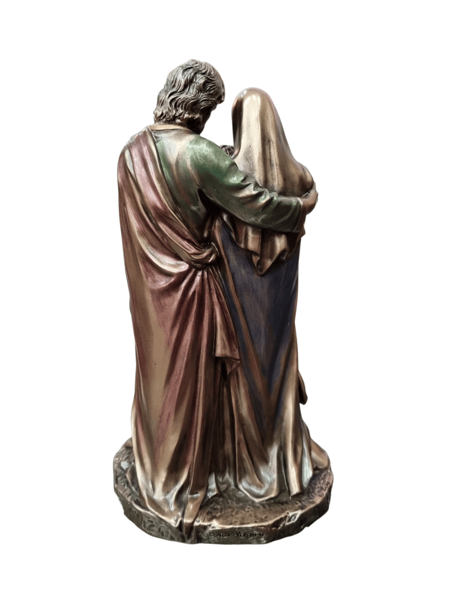 Imagem da Sagrada Família em Pó de Mármore com Acabamento em Bronze 15,5 cm-TerraCotta Arte Sacra