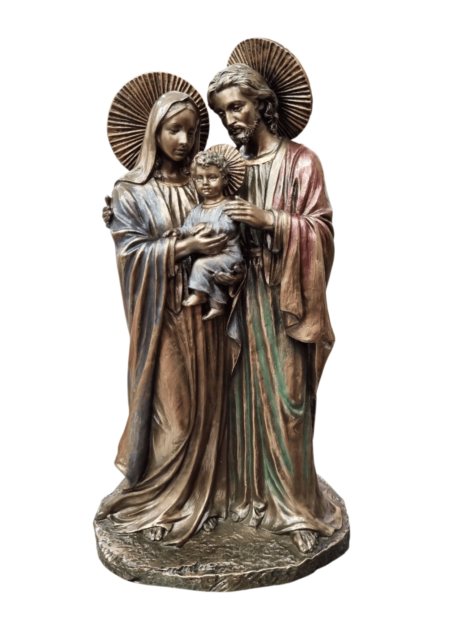 Imagem da Sagrada Família em Pó de Mármore com Acabamento em Bronze 21 cm-TerraCotta Arte Sacra