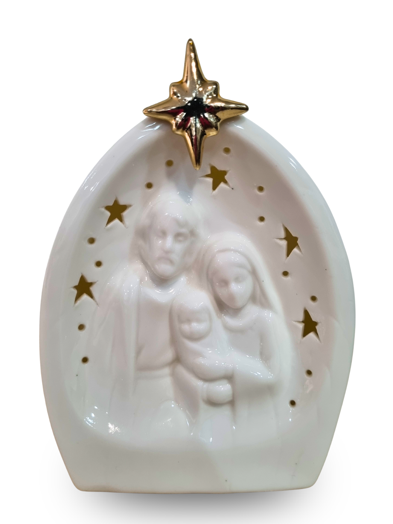 Imagem da Sagrada Família em Porcelana com Led 11 x 16 cm-TerraCotta Arte Sacra