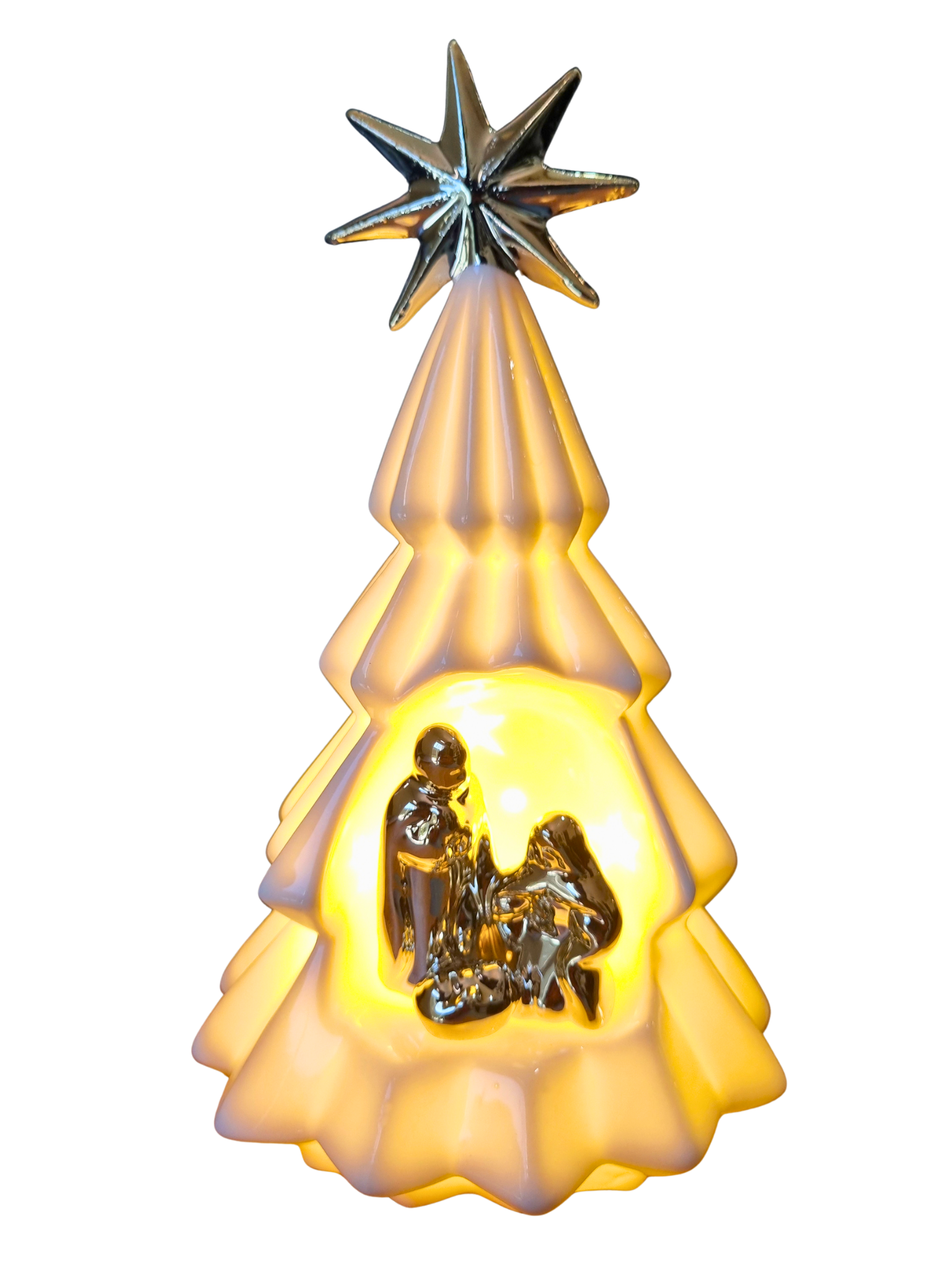 Imagem da Sagrada Família em Porcelana com Led 11 x 19 cm-TerraCotta Arte Sacra